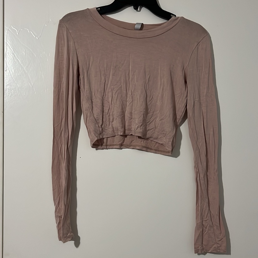 Women's Long Sleeve Crop Top - Pink